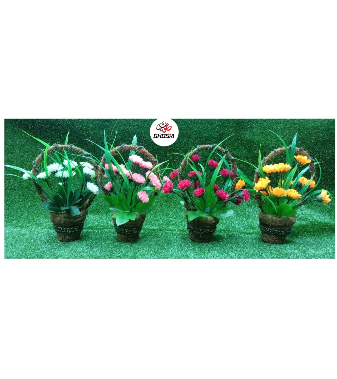 Colorful Artificial Flowers Beautiful Flowers Pot Fabric Flowers Bucket Decoration Piece