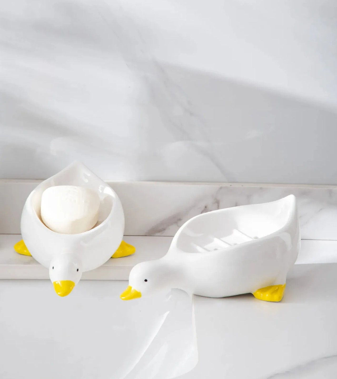 Cute Duck Shape Soap Holder Dish With Water Drain System Super Cute Soap Holder For Counter Storage