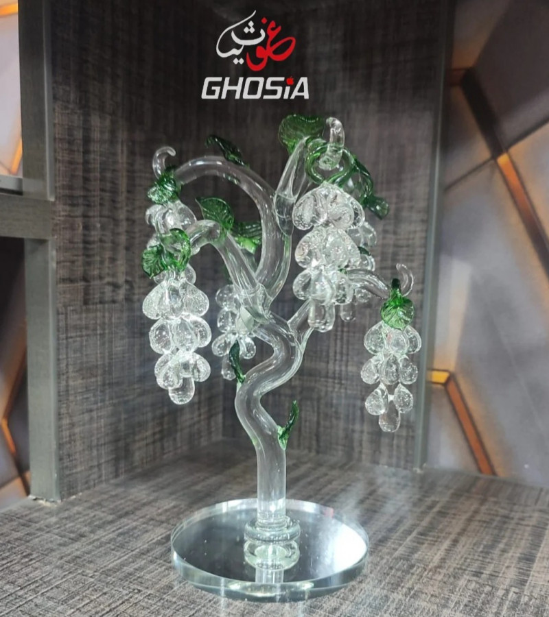Elegant Crystal Glass Tree with Hanging Crystal Grapes – This Exquisite Decoration Piece Features Six Sparkling Crystal Glass Hangings-3361