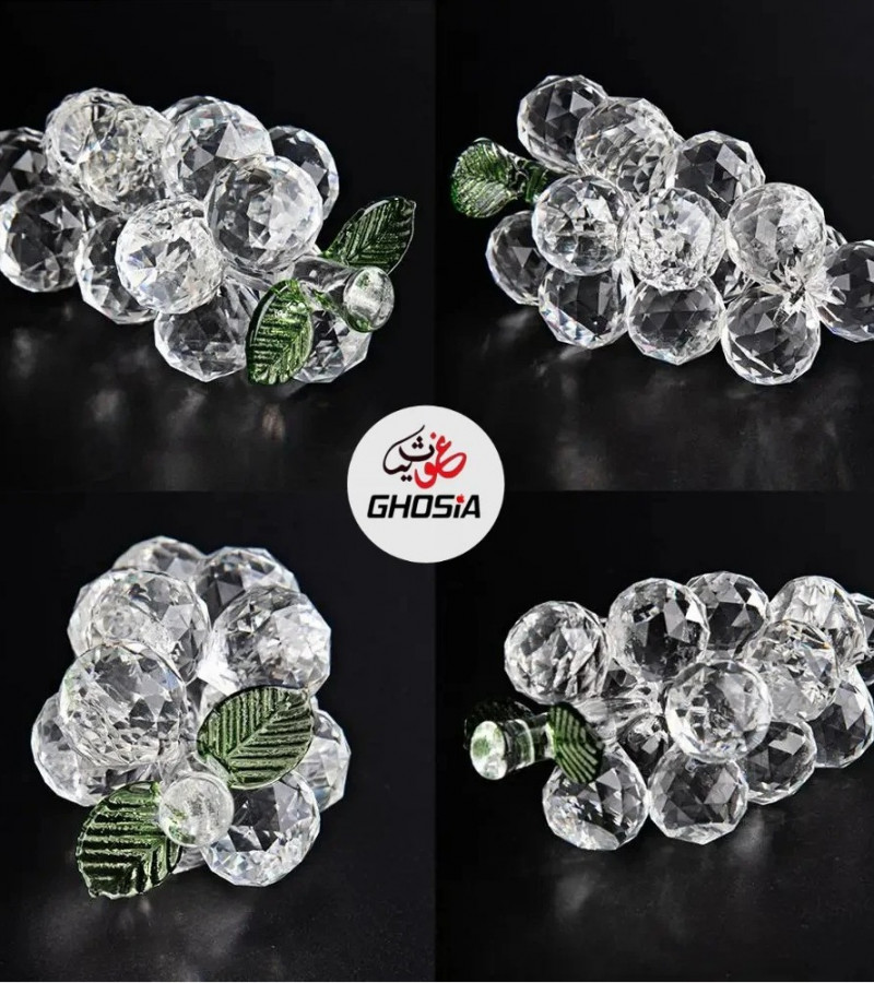 Elegant Crystal Glass Tree with Hanging Crystal Grapes – This Exquisite Decoration Piece Features Six Sparkling Crystal Glass Hangings-3361