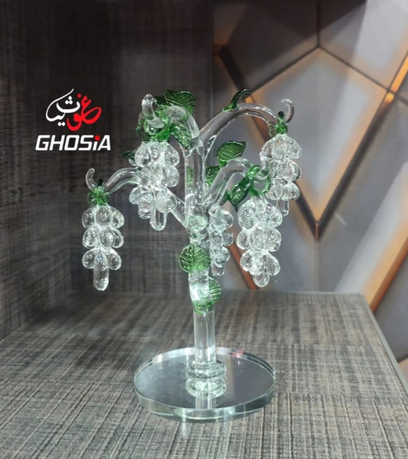 Elegant Crystal Glass Tree with Hanging Crystal Grapes – This Exquisite Decoration Piece Features Six Sparkling Crystal Glass Hangings-3361