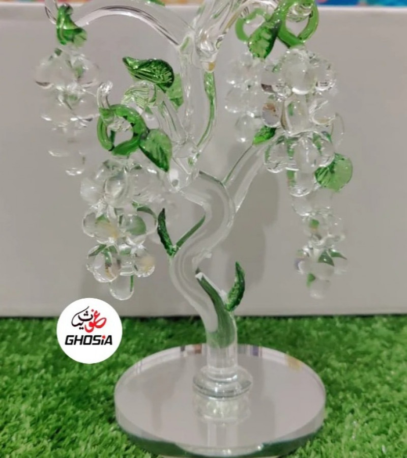 Elegant Crystal Glass Tree with Hanging Crystal Grapes – This Exquisite Decoration Piece Features Six Sparkling Crystal Glass Hangings-3361