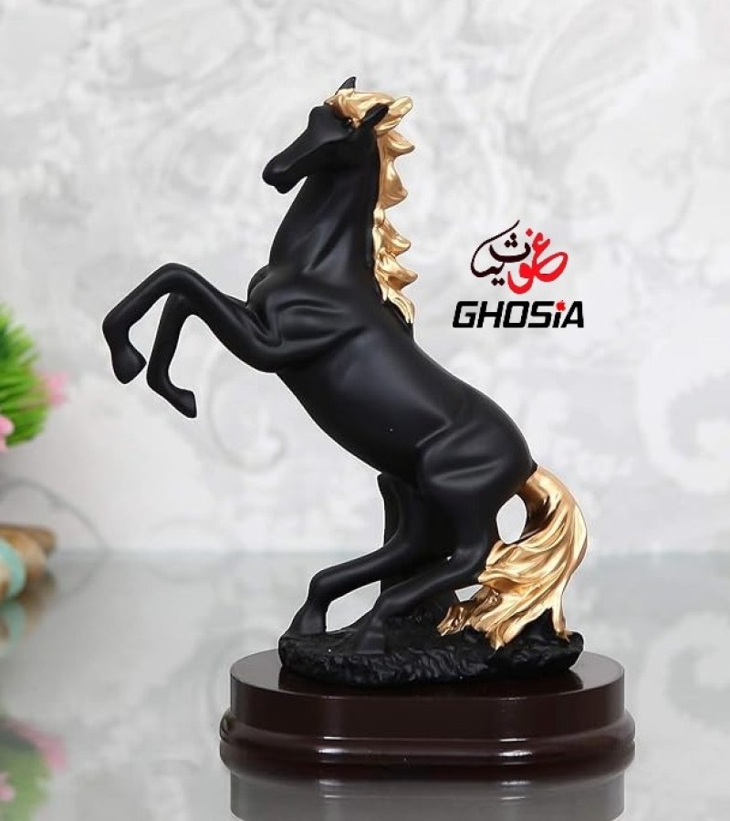 European Style Horse Sculpture Model Handmade Ceramic Luxury Horse Decoration With Wooden Base