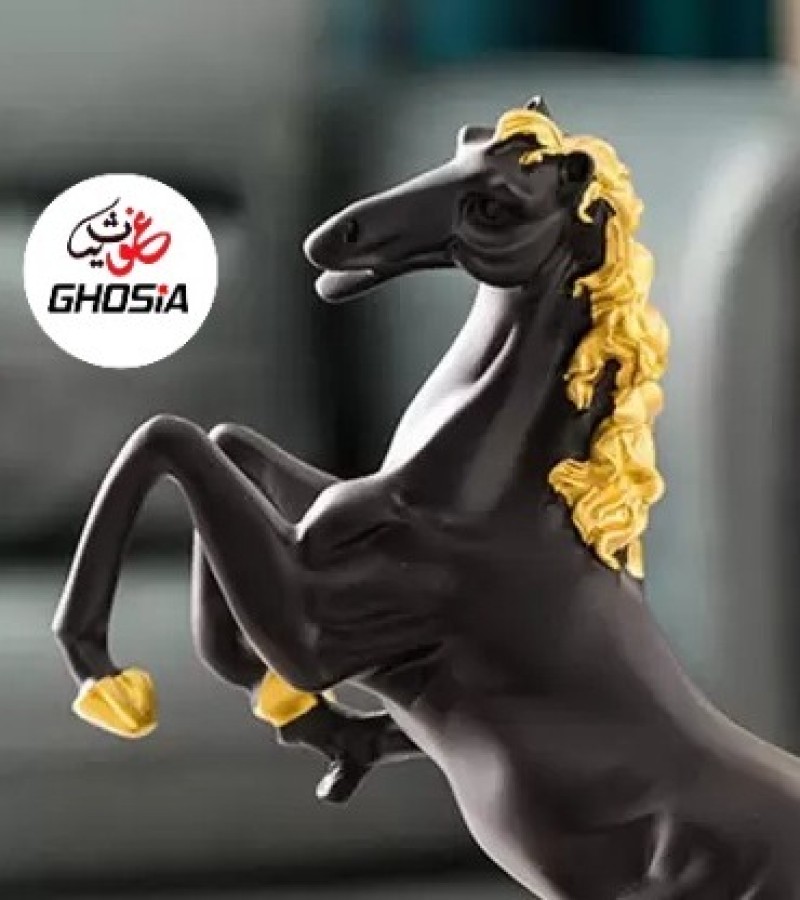 European Style Horse Sculpture Model Handmade Ceramic Luxury Horse Decoration With Wooden Base
