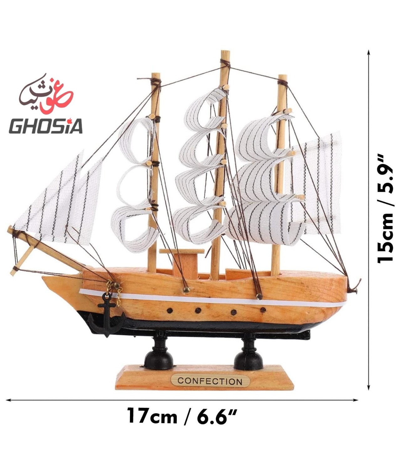 Hand Crafted Wooden Decorative Sailing Ship Decoration (Small Size) | Best Showpiece for Office and Home Decor