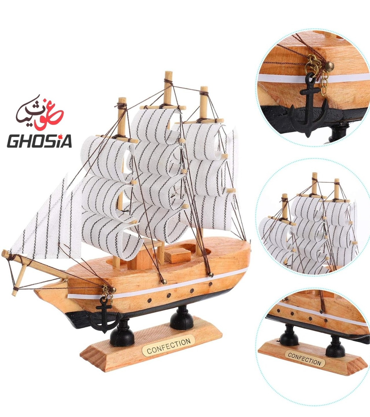 Hand Crafted Wooden Decorative Sailing Ship Decoration (Small Size) | Best Showpiece for Office and Home Decor
