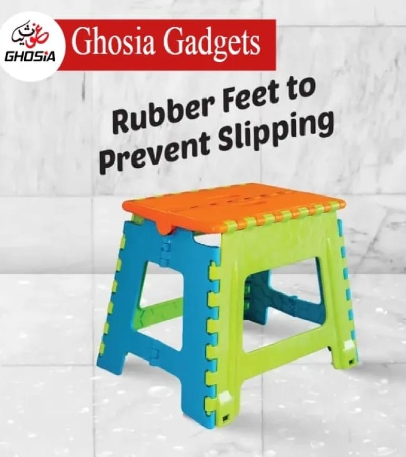 Multi-Purpose Folding Stool With Ultra Strong Durability Foldable Bright Colorful Step Stool Lightweight Stool ( Medium Size )
