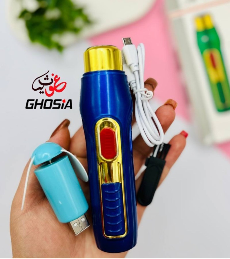 Pocket Hair Trimmer Mini Shaver, Razor Ignition Lighter LED Torch Light, Power Bank With Mini Fan