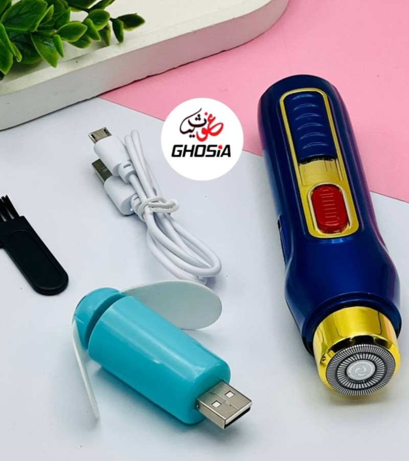 Pocket Hair Trimmer Mini Shaver, Razor Ignition Lighter LED Torch Light, Power Bank With Mini Fan