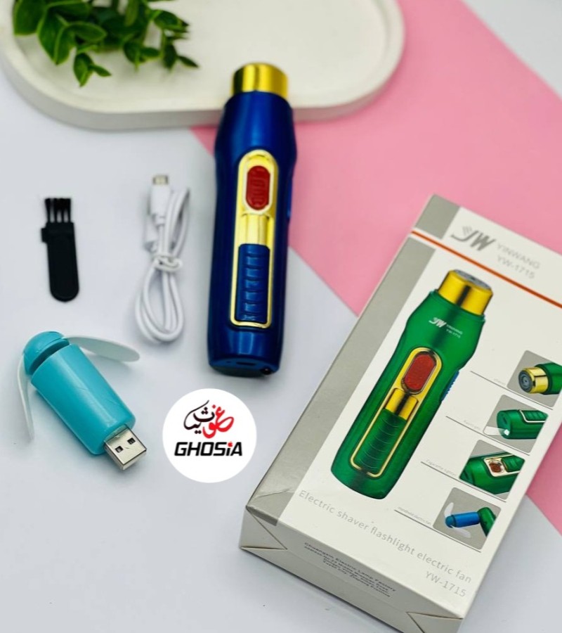 Pocket Hair Trimmer Mini Shaver, Razor Ignition Lighter LED Torch Light, Power Bank With Mini Fan