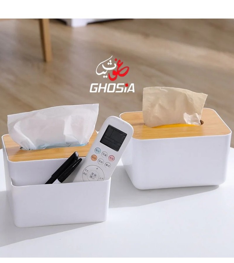 Stylish & Practical White Tissue Box with Storage Compartments For Desktop Management For Bedroom, Bathroom, Kitchen