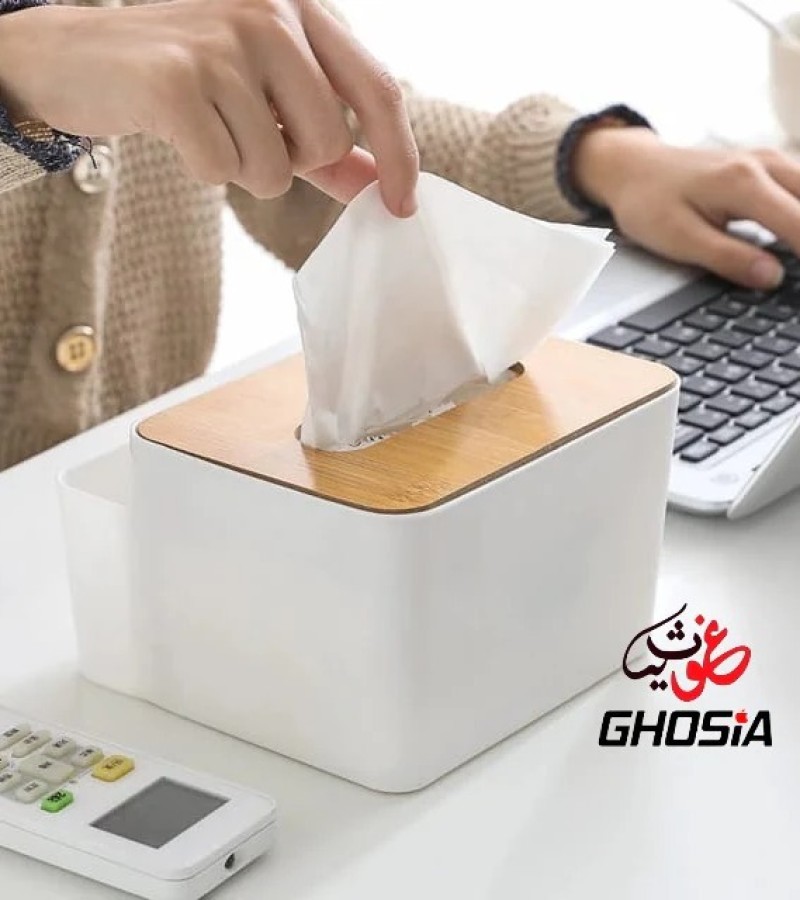 Stylish & Practical White Tissue Box with Storage Compartments For Desktop Management For Bedroom, Bathroom, Kitchen