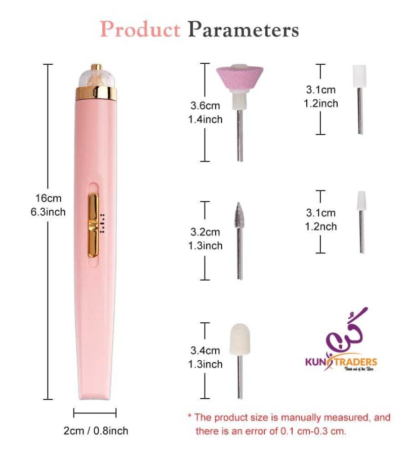 USB Chargeable Finishing Touch Flawless  Nails Kit 7 Pedicure Accessories Nail Art kn-341